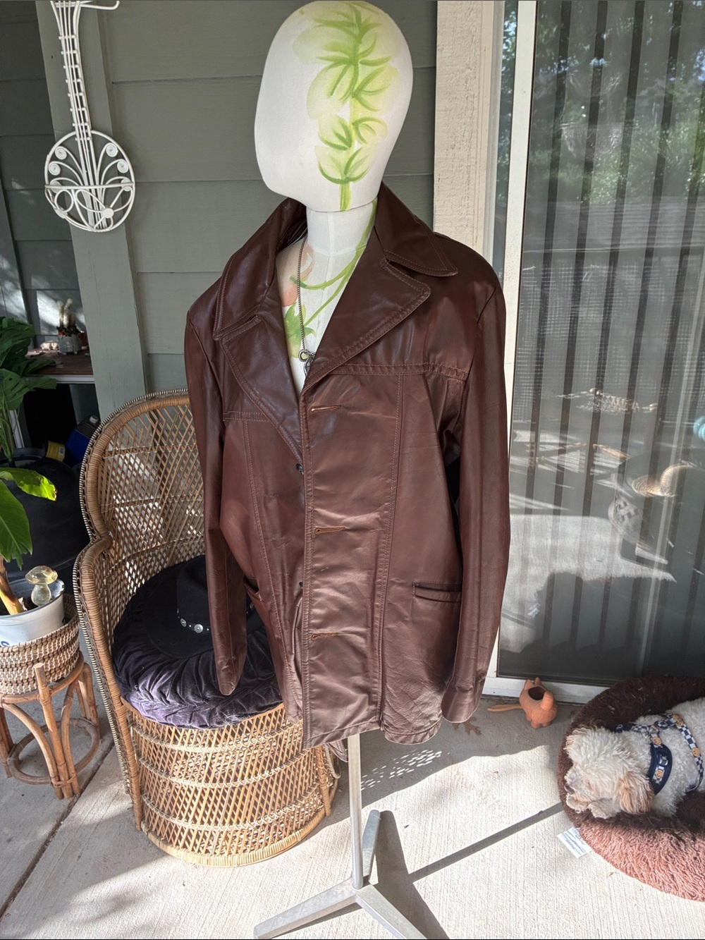 Vintage 70s Men’s Brown Leather Jacket | Blazer Style | Fits M/L
